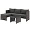 Manhattan Comfort Menton Steel Rattan 2-Piece Chair Lounge and 2 Seater with Coffee Table Patio Set in Grey OD-CV009-GY - alternate 1